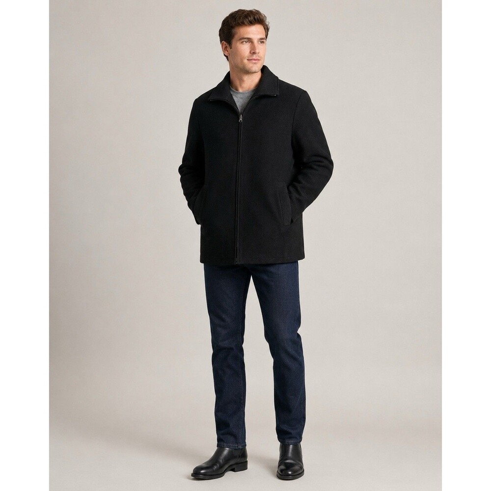St. John’s Bay Wool Coat Men’s M Black Zip Vintage Y2K Minimalist